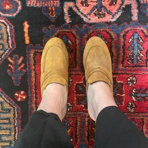 Suede loafer style mule